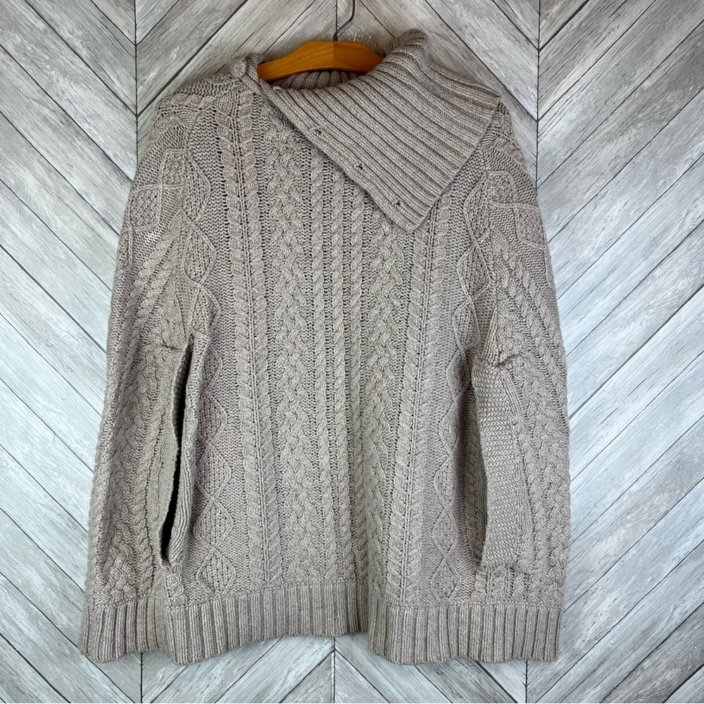 Anthropologie Fiets Voor 2 Cape Poncho Cocoon Sweater Cable Knit Medium Large
